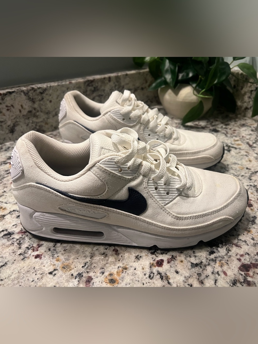 Nike White Canvas Sneakers with Black Swoosh